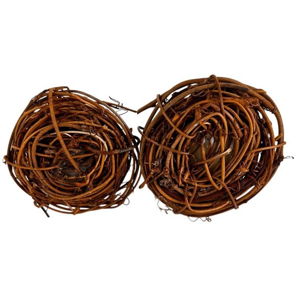 6 Vintage Hand Painted Birds On Ceramic Eggs In Nests Blue Yellow 3 1/4 Inch - Picture 11 of 12